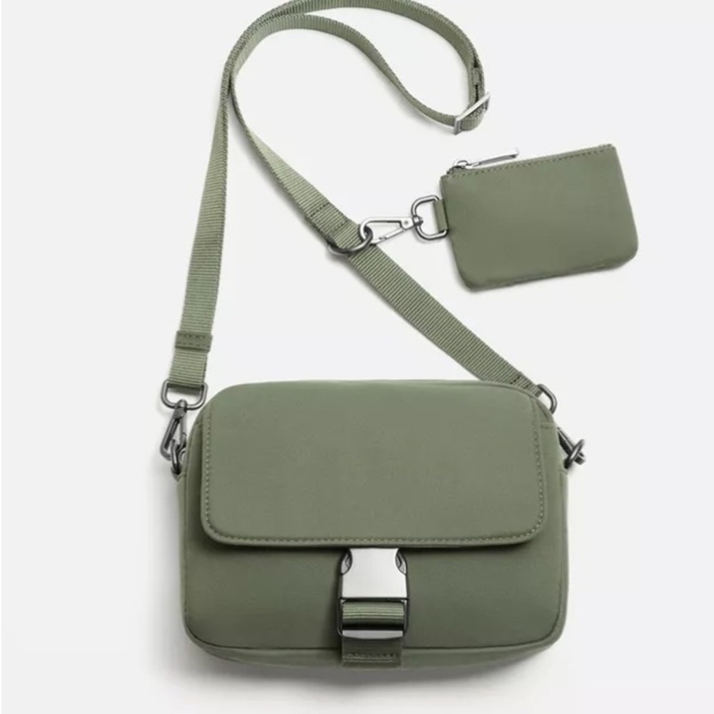 Zara Green Crossbody Bag with Modern Clasp